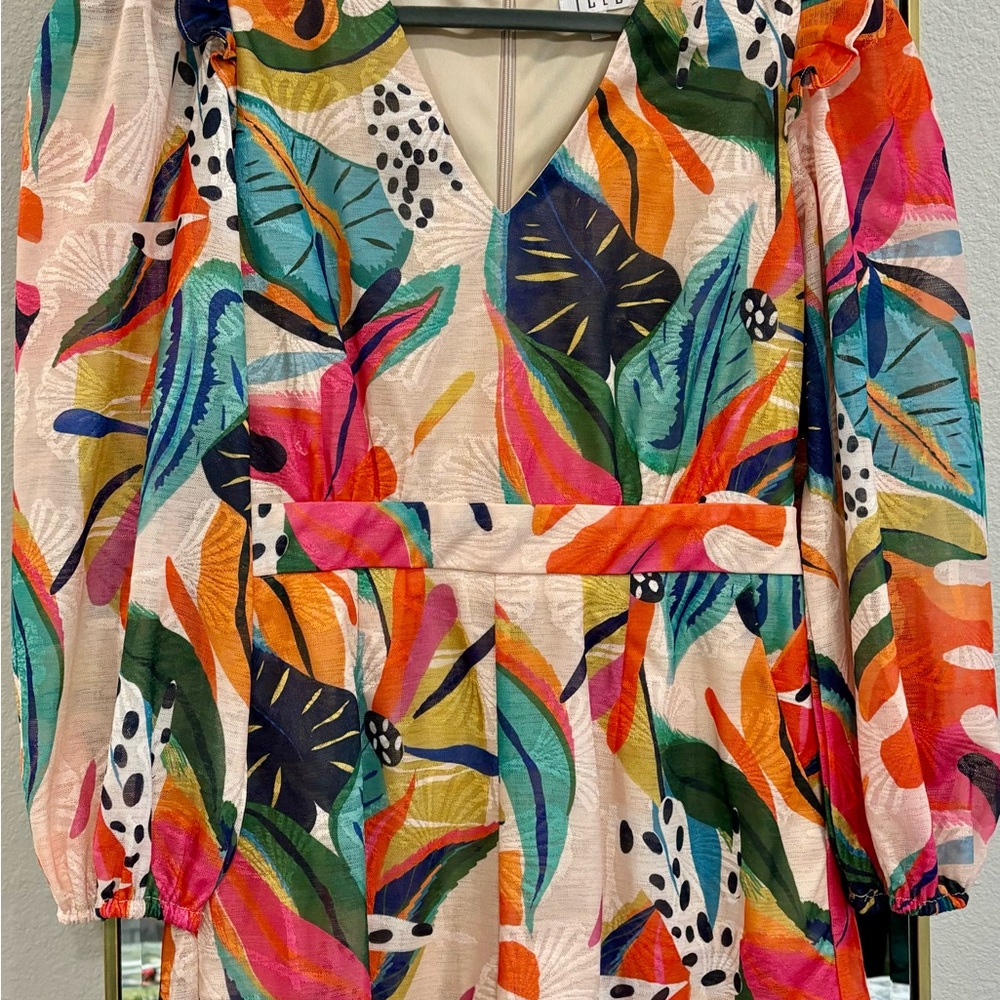 TCEC Multicolor Leaf Print Romper